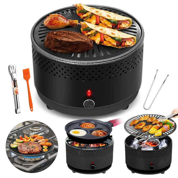 Multifunctional Battery Operated Mini Fan Portable BBQ Grill Korean Table BBQ Charcoal Smokeless Grill with Travel Bag