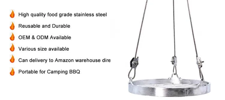 Outdoor Cooking Swivel Fire Grill Portable Tripod Charcoal BBQ Grill with Fire Pit and Adjustable Hanging Chain