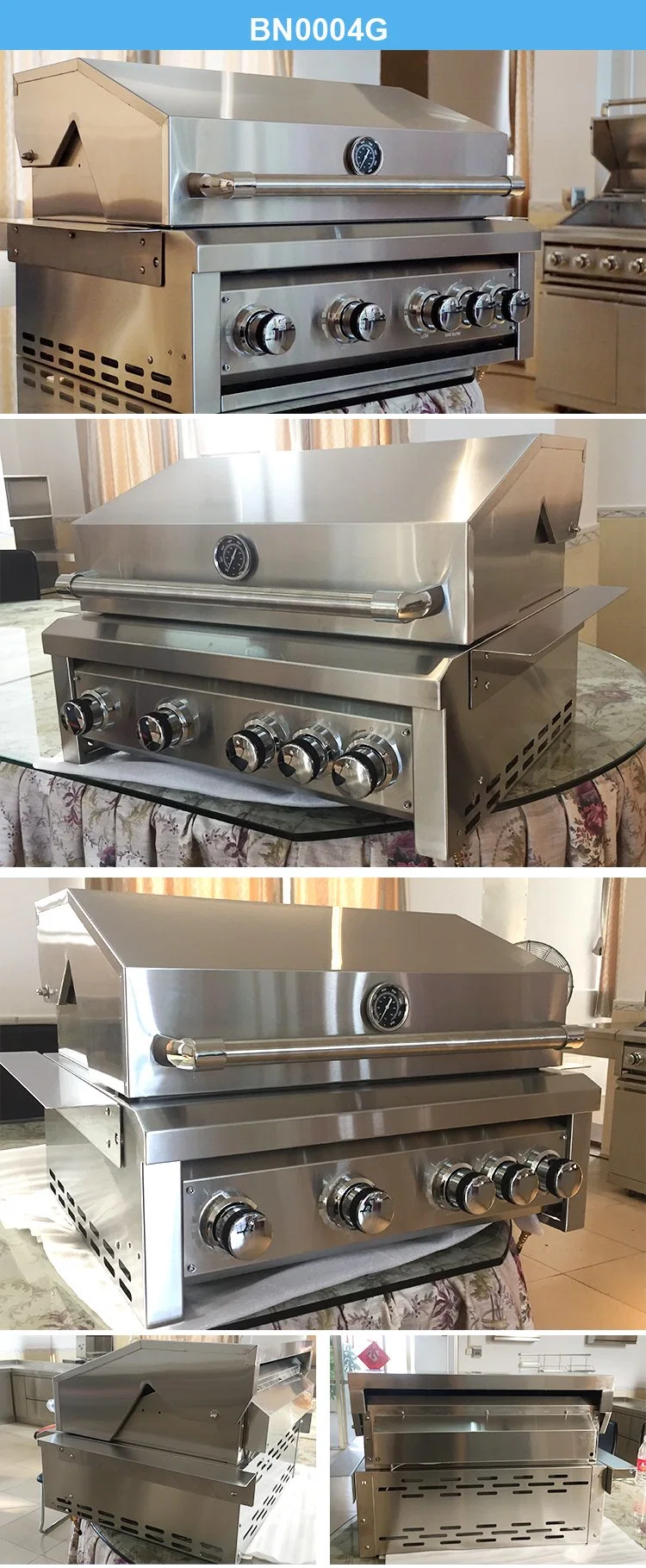 Basic Customization Cheap Stainless Steel Outdoor Best Barbecue Station Large Area BBQ Built-in Gas Grill