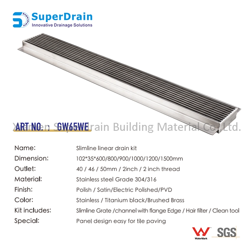 New Style Grille Anti-Odor Linear Floor Grate with Tile Flange