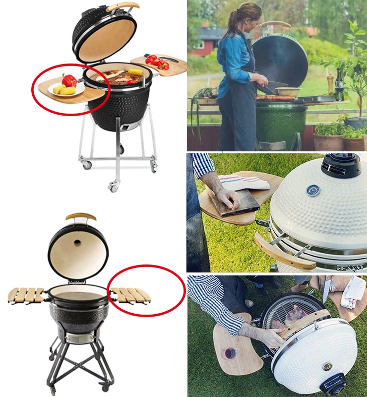 Big Black BBQ Charcoal Grill Kamado Egg Grill with Cast Iron Cart