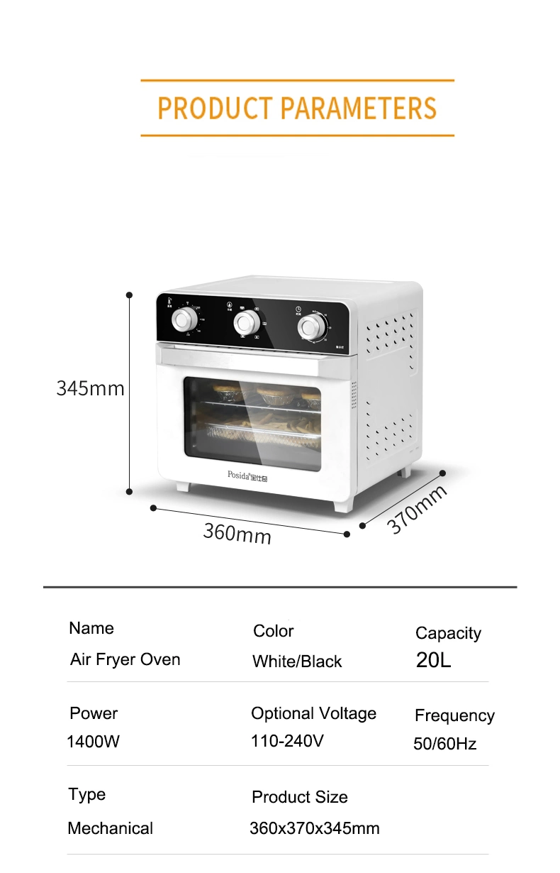 Large Pizza Baking Electric Low Fat Toaster Convection Grill Air Fryer Ovens Basic Customization