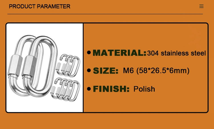 Stainless Steel Oval Shape Chain Links Connector Small Climbing Lock Carabiner Quick Link