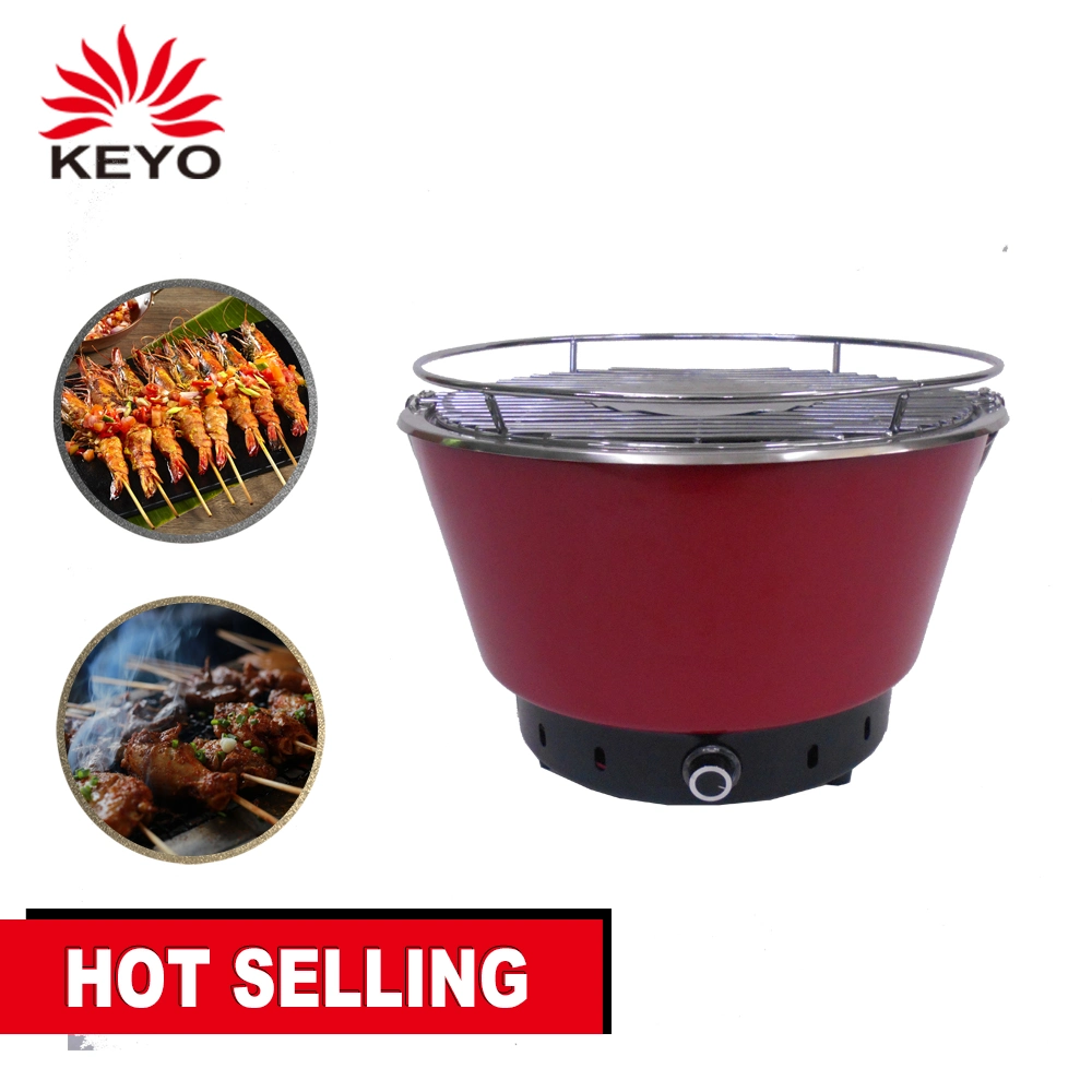 Outdoor Portable Metal Stainless Steel Flat Top Smokeless Charcoal Barbecue Grill Bucket with Charcoal Tray for Travel