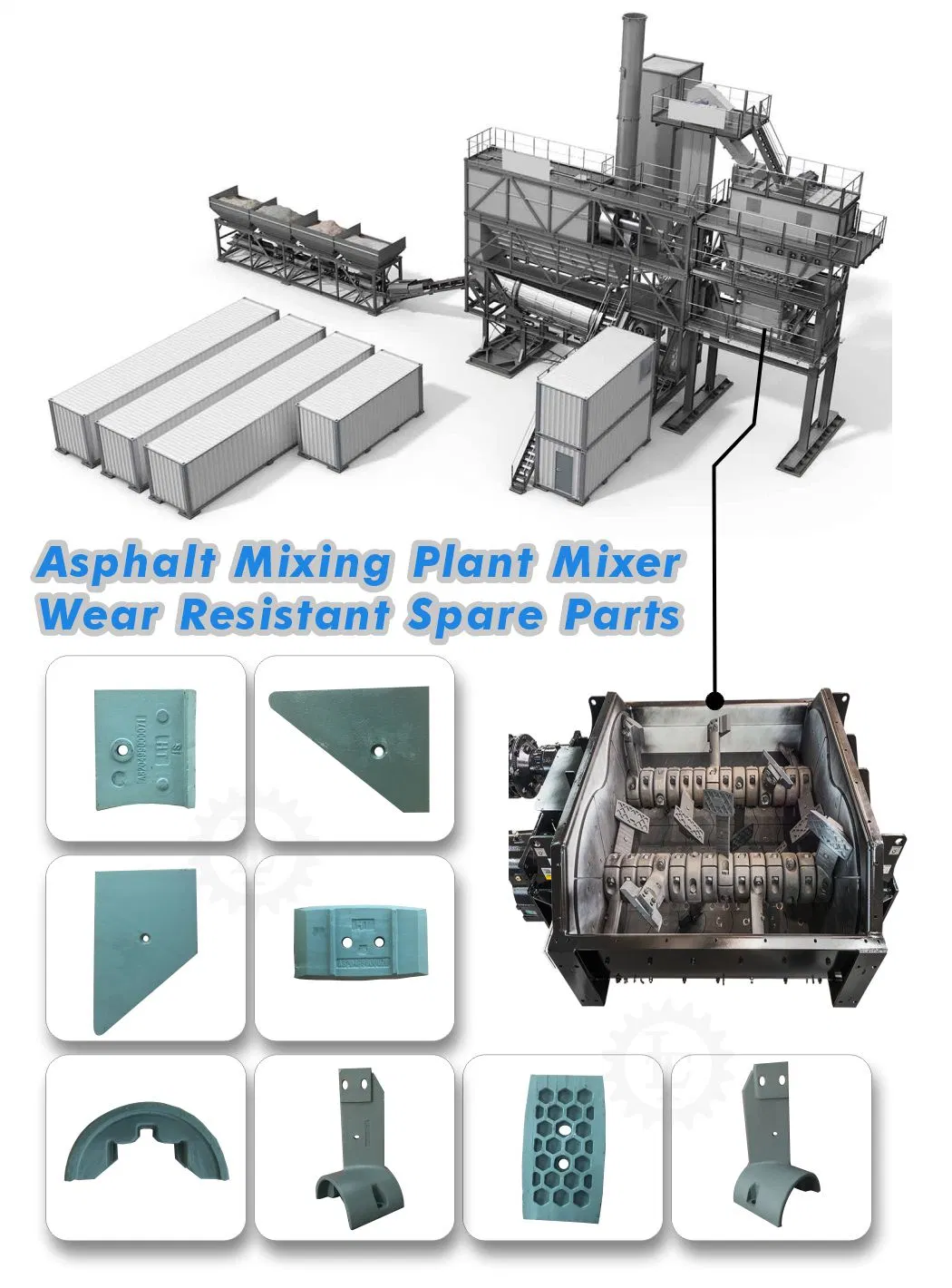 High Chrome Casting Iron Mixer Wear Protection Parts for Asphalt Mixing Plant