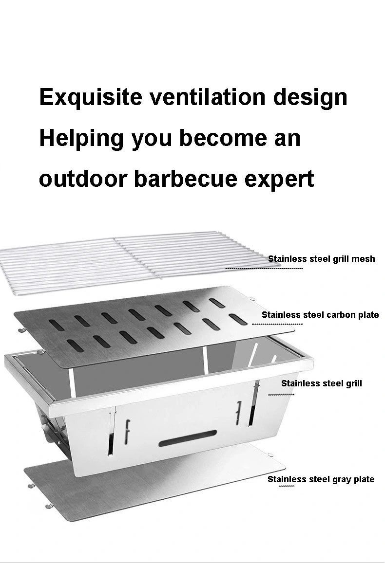 Stainless Steel Fold-Able Outdoor Portable Barbecue Rack Grill