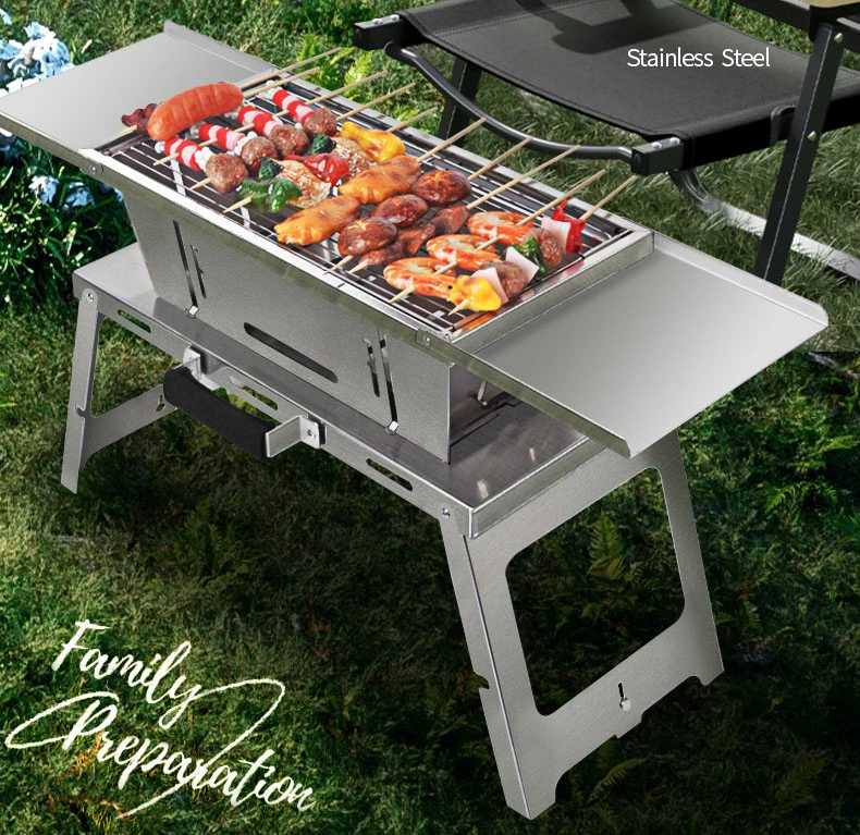 Stainless Steel Fold-Able Outdoor Portable Barbecue Rack Grill