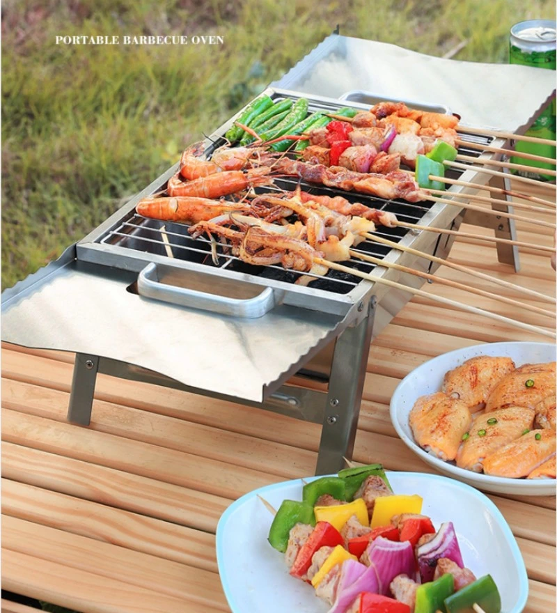 Foldable Travel Portable Stove Mini Outdoor Stainless Steel Charcoal BBQ Grill