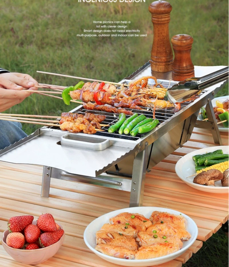 Foldable Travel Portable Stove Mini Outdoor Stainless Steel Charcoal BBQ Grill