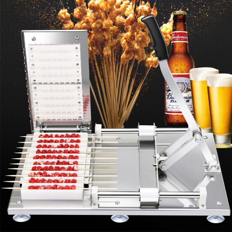 Manual Mutton Kebab Machine Hand BBQ Meat Beef Satay String Making Machine Bamboo Skewer Kebab Maker