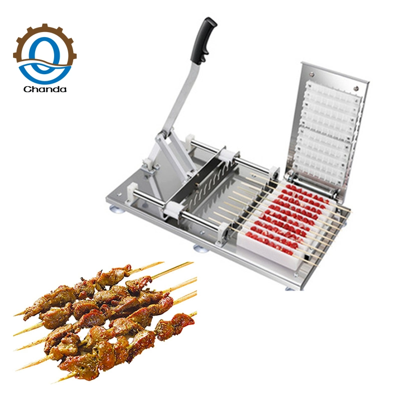 Manual Mutton Kebab Machine Hand BBQ Meat Beef Satay String Making Machine Bamboo Skewer Kebab Maker