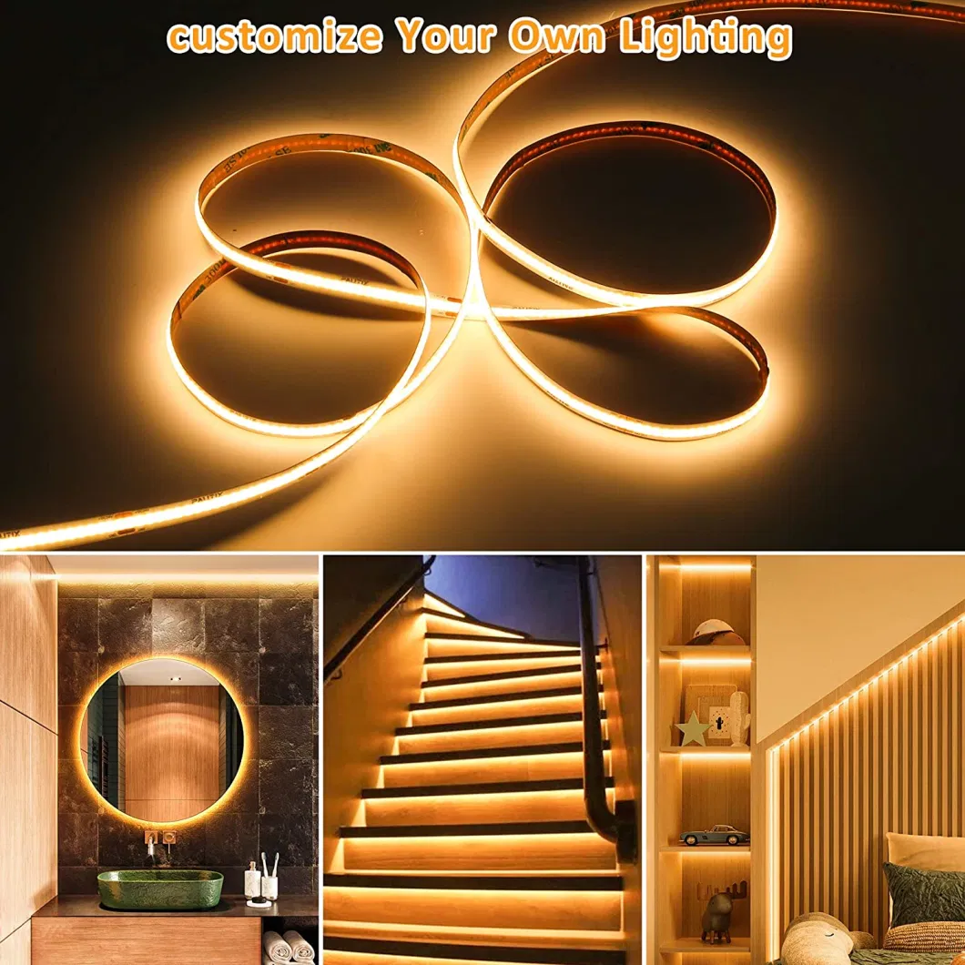 EMC Approved LED Strip Light DC24V Grateful COB LED Strip with 3 Years Warranty 480LEDs/M