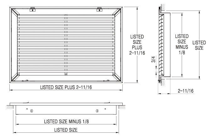 Steel Fixed Bar Filter Grille