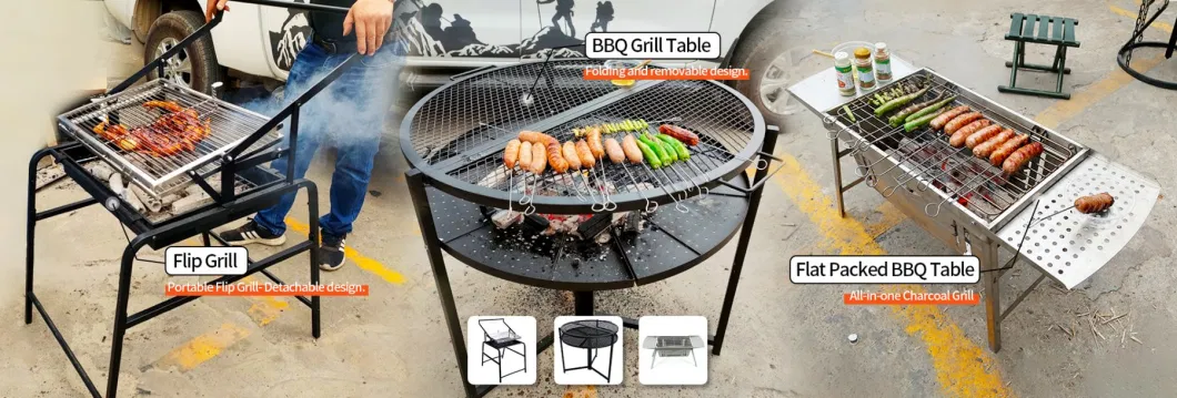 High Quality New Design Garden Backyard Hanging Chain BBQ Grill Chain Adjustable Grate Charcoal Barbecue Grills
