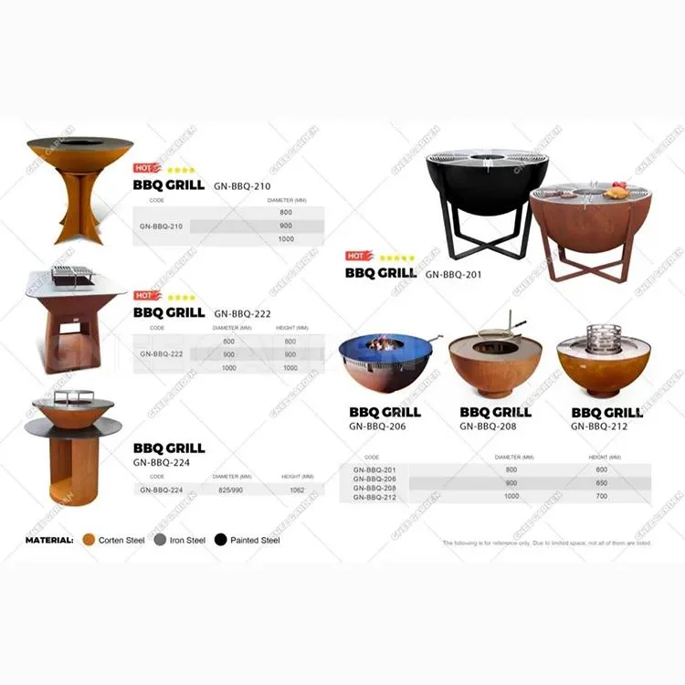 Outdoor BBQ Corten Steel Fire Pit Durable Barbecue Brazier Grill