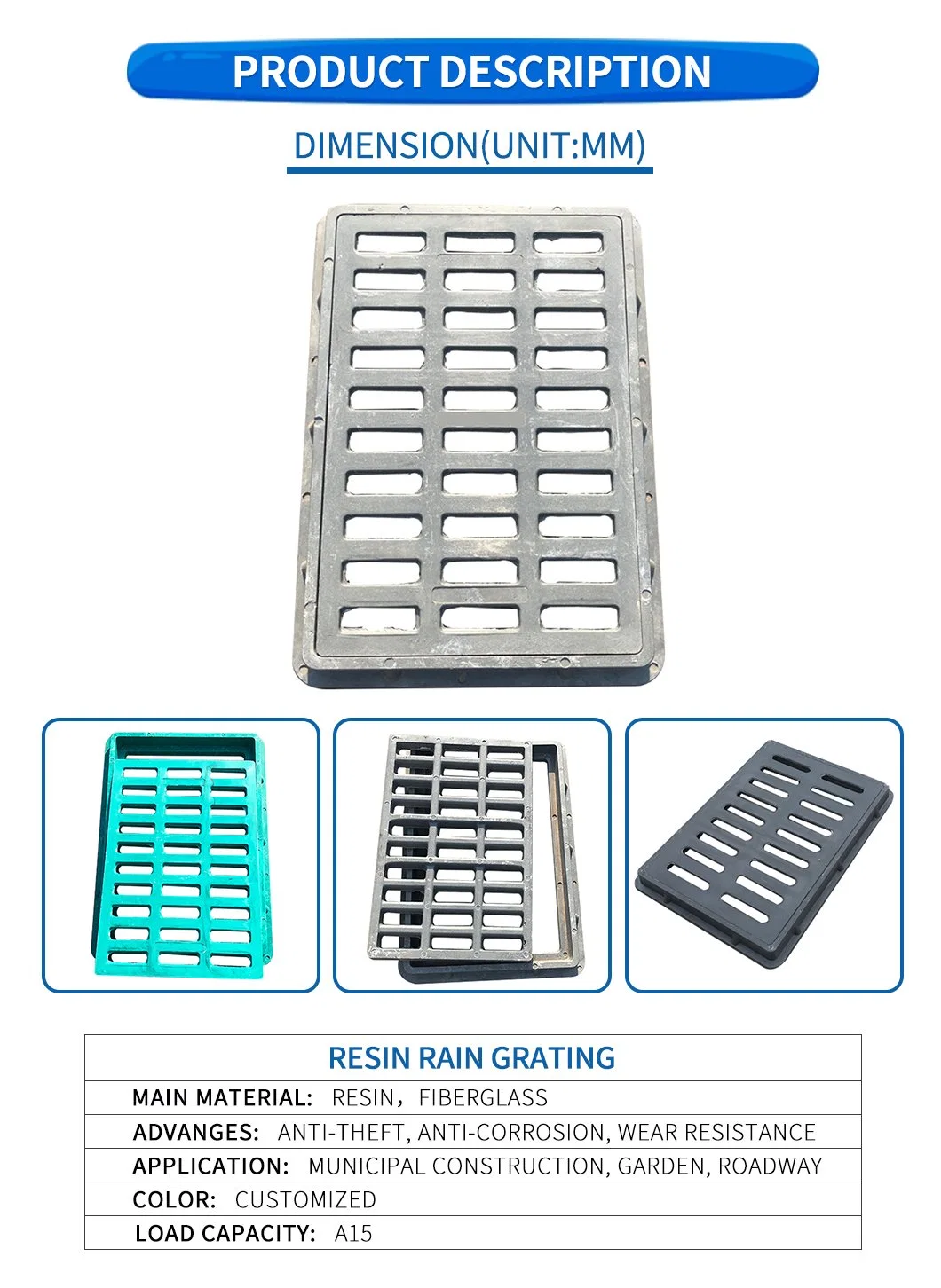 Casting Ductile Iron Manhole Covers Heavy Duty Gully Water Grate Trench Cover