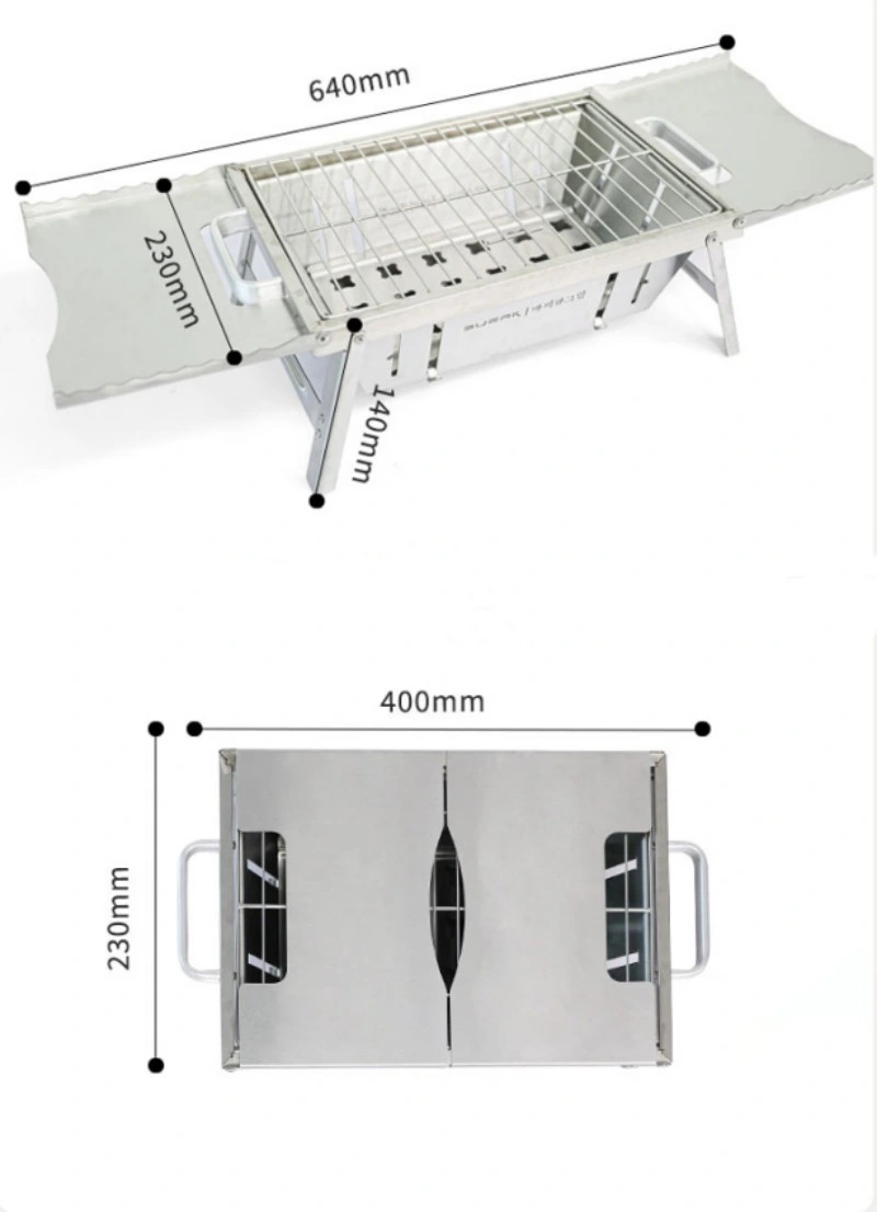 Foldable Travel Portable Stove Mini Outdoor Stainless Steel Charcoal BBQ Grill