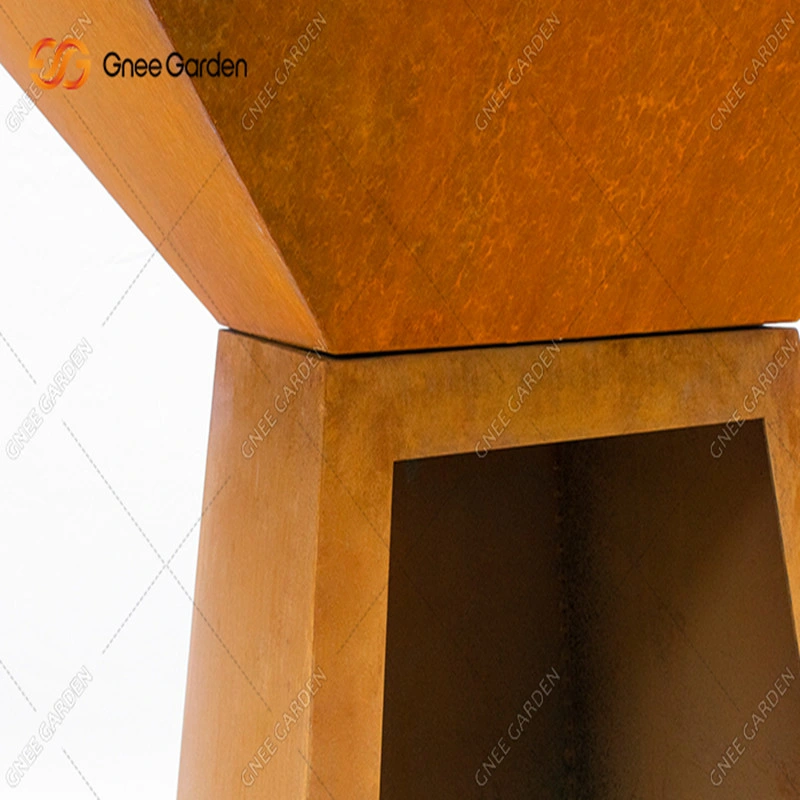 Outdoor Corten Steel BBQ Grill Wood Burning Corten Korean BBQ Stove