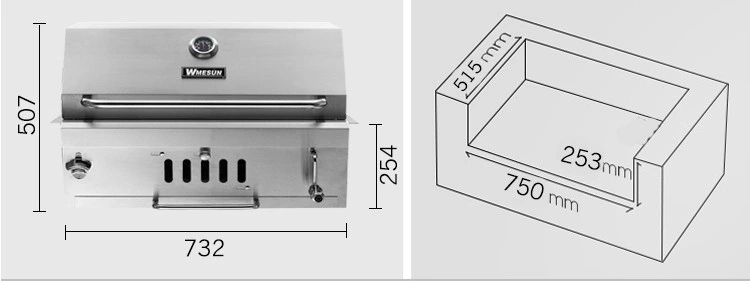 High Quality Pellet Pizza Oven Stainless Steel 430 Built-in Charcoal Barbecue Grill Pellet