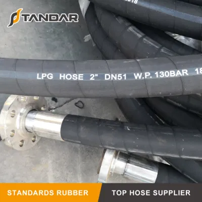 High Pressure En1762 1" Flexible Marine Rubber Propane LPG Natural Gas Flex Transfer Hose