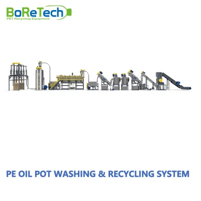 Rigid and Flexible Plastics PE Oil Pot Recycling Washing Crushing Line