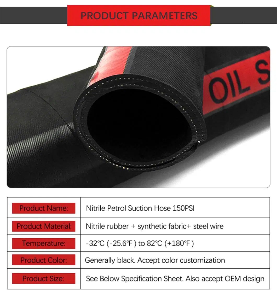 Flexible Textile Reinforced Fuel Oil Petroleum Water Suction Discharge Delivery Rubber Hose with Helix Steel Wire