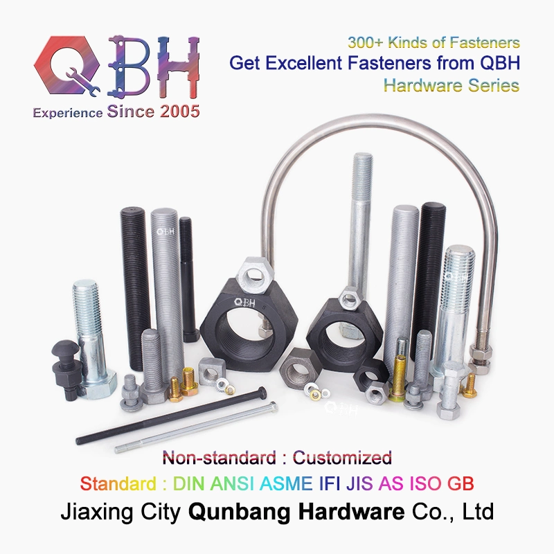 Qbh Customized Shipyard Ship Construction Structure Solar Rack Round Square Bend Pipe Fitting Stainless Carbon Steel U-Bolt Stud Rod Washer Double Nut