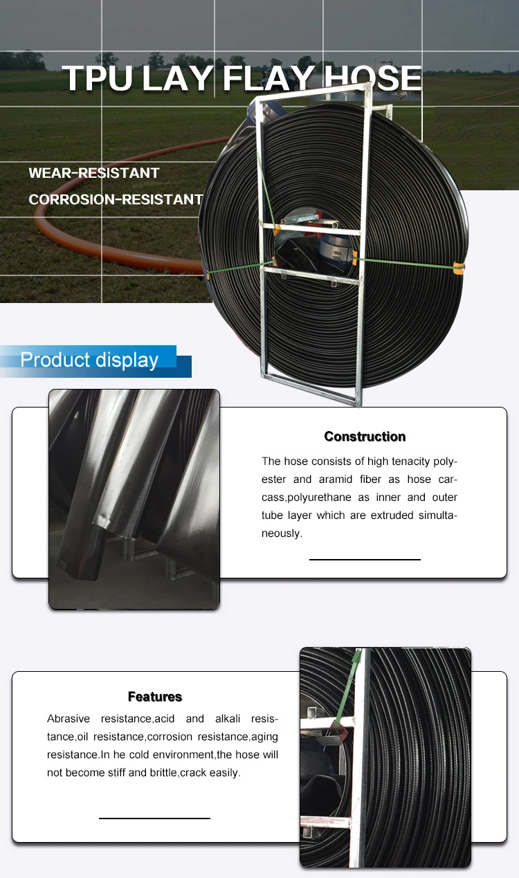 8inch 10inch 12inch Irrigation or Oil Heavy Duty Large Diameter Manure 20-200 Meters Irrigation TPU Lay Flat Hose for Shale Gas