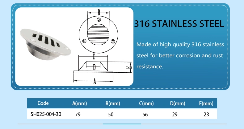 Boat Deck Floor Cockpit Drain Scupper Marine Grade Stainless Steel 316 Boat Plumbing Fittings