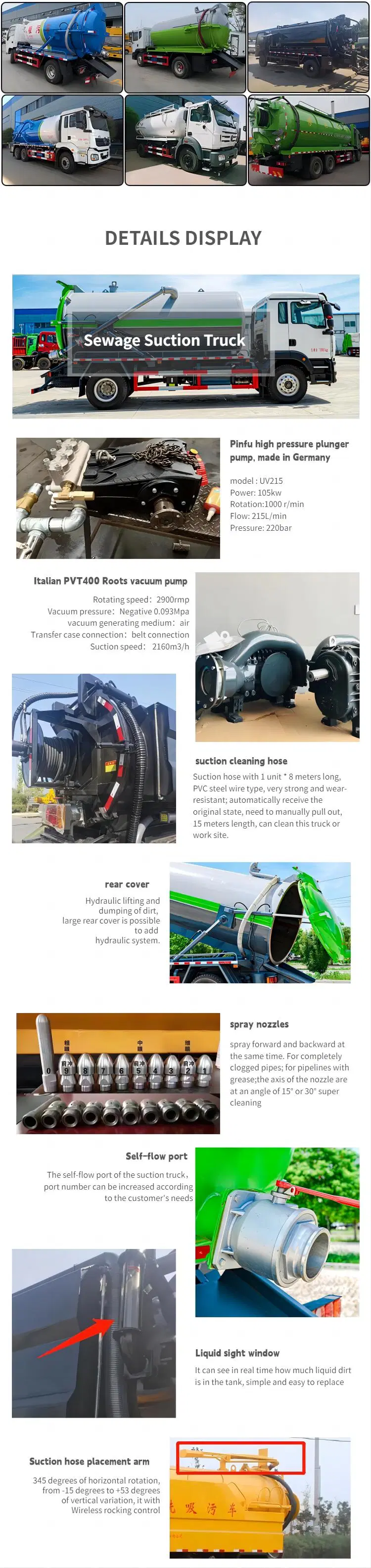 12cbm 12000 Liters Sewer Cleaning Jetting Tank Truck Vacuum Sewage Suction Truck Factory Sale with Italy Pvt400 Pump