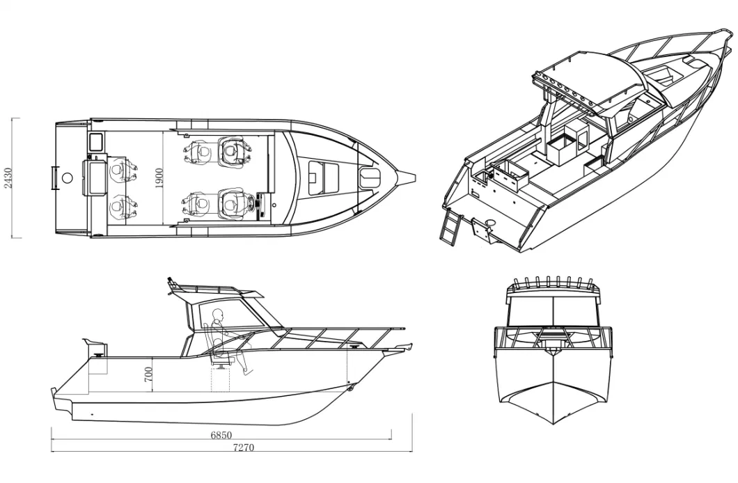 23FT Commercial Sport Aluminum Cabin Fishing Boat for Sale Vancouver