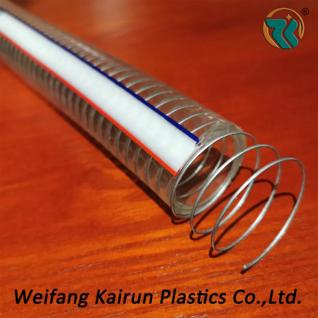 Anti-UV Clear PVC Water Oil Delivery Transparent Spiral Steel Wire Reinforced Flexible Hose Pipe