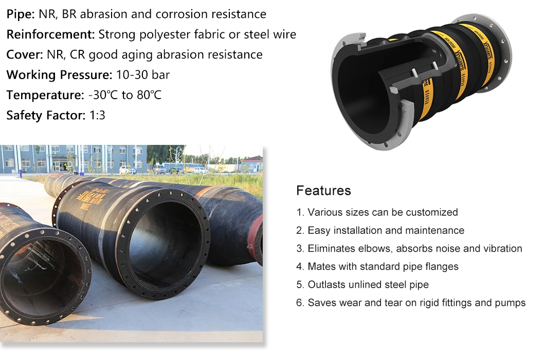 Marine Flexible Dredge Rubber Discharge Suction Armored Ceramic Hose for Dredger