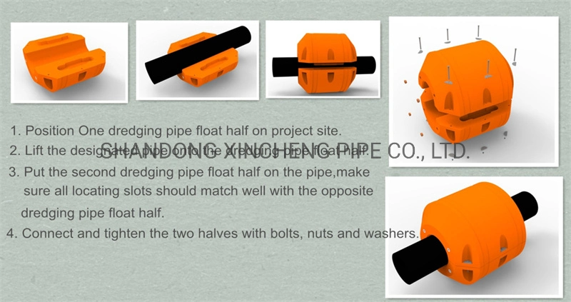 Orange Color Floating Pontoon Dredging Floats for Black Dredging HDPE Pipe
