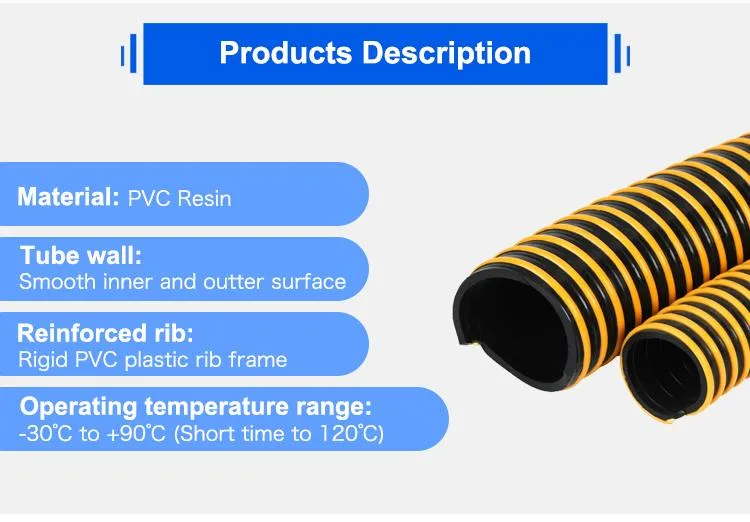 Flexible PVC Helix Spiral Oil Water Pump Suction Discharge Vacuum Pipe Hose