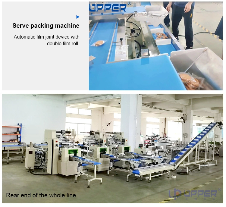 Automatic Wafer Chocolate Small Cup Cake Packaging Machines Energy Bar Whirl Biscuit Cookie Bread Egg Roll Pillow Type up Film Packing Machine Production Line