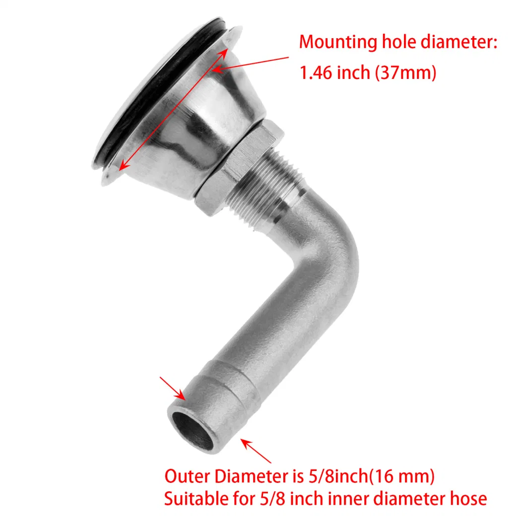 Precision Casting 90 Degree Boat Fuel Tank Thru Hull Vent Stainless Steel 316 Marine Fuel Breather Vent