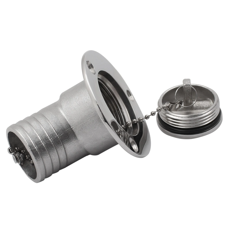 1-1/2&quot; (38mm) Marine Fuel Stainless Steel 316 Boat Deck Tank Fill Filler Replacement Keyless Cap Angled Neck