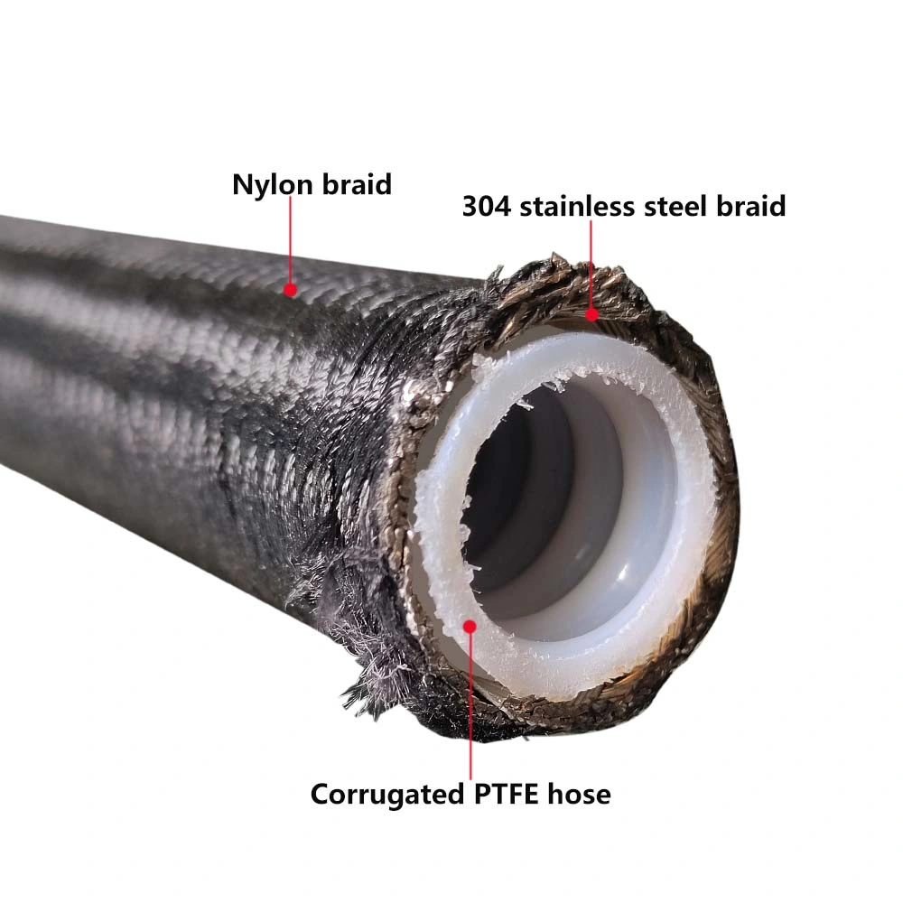 Nylon Turbo Braided Oil Lines Flexible Corrugated PTFE Tubing