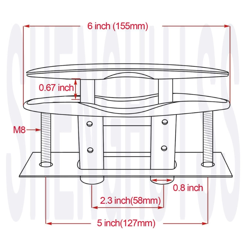 6 Inch Stainless Steel Stud Mount Flush Cleat Retractable Cleat for Boat Heavy Duty Boat Tie Down Cleat