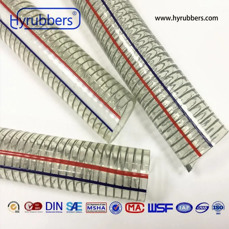 Wear Resistant Clear PVC Spiral Steel Wire Reinforced Hose