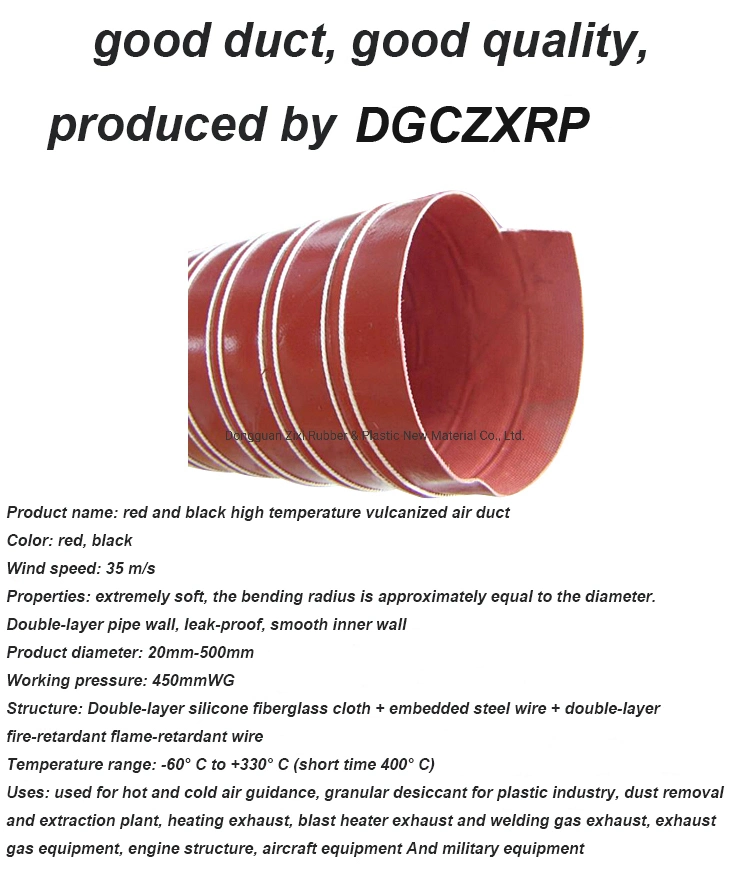 Red Black Sealant Expandable Air Duct High Temp Pipe Flexible Hose