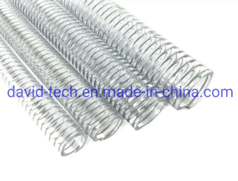 PVC Flexible Spiral Steel Wire Fiber Reinforced Water LPG Air Oil Delivery Transparent Polyester Pipe