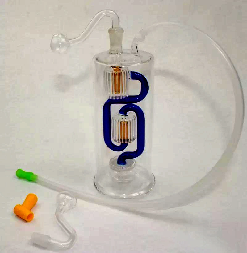 Recycle Percolator Design Glass Smoking Oil with Hose Set Glass Water Pipes Hookah DAB Rig Bubbler