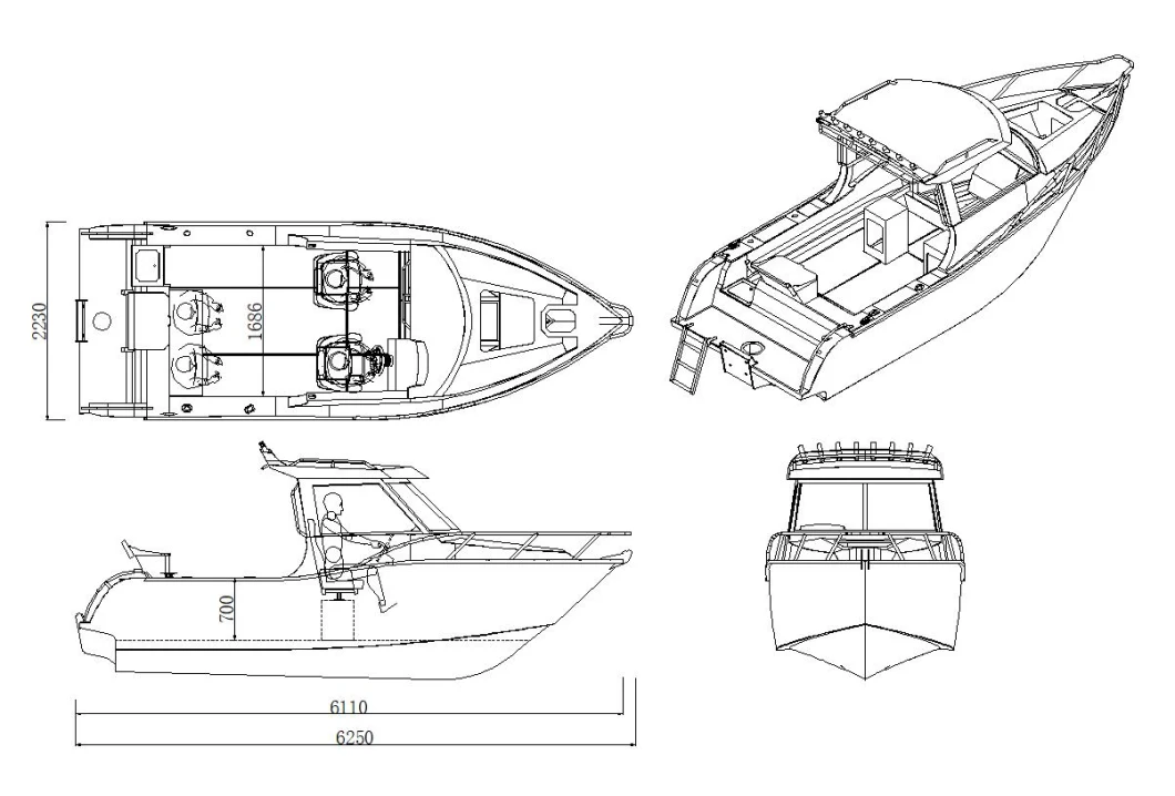 Skb625 New Zealand Design High Quality Aluminum Sport Yacht Fishing Boat