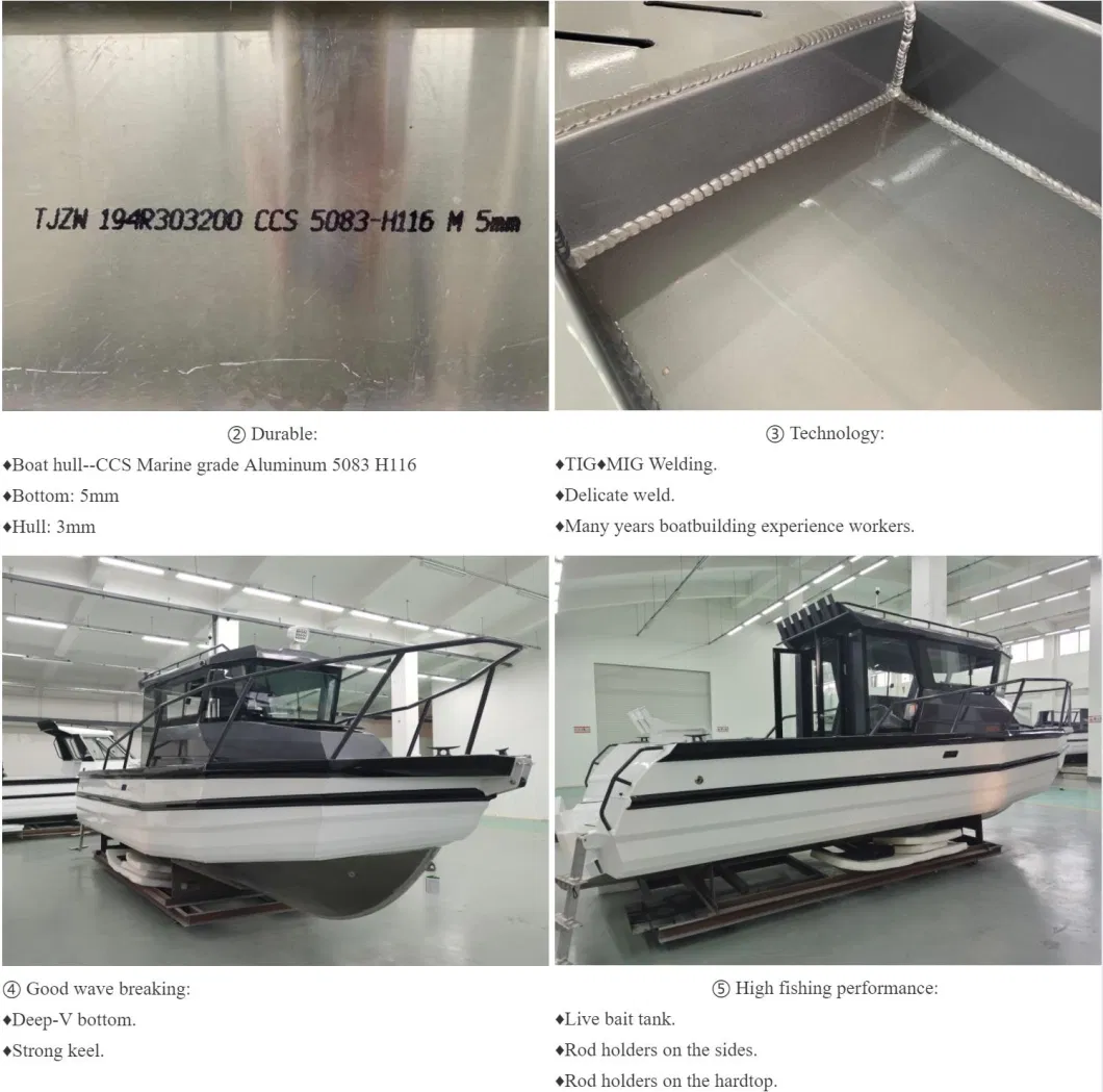 Fast Speed Aluminum Pontoon Fishing Boat with Enclosed Cabin