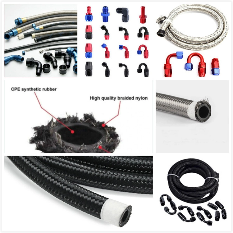 An4 An6 An8 An10 An12 Nylon Stainless Steel Braided Oil Fuel Gas Line E85 Tpfe Hose for Racing Car