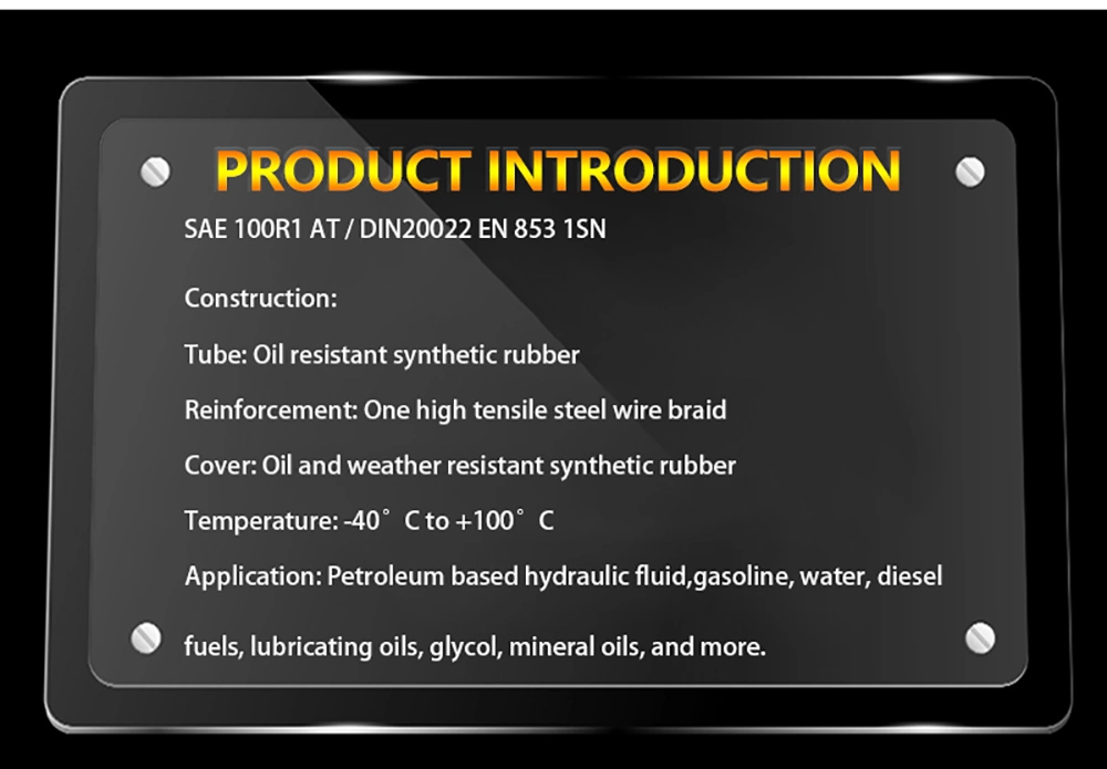 Excavator Hydraulic High Pressure Hose Temperature Flexible Rubber Oil Hose SAE R1 R2
