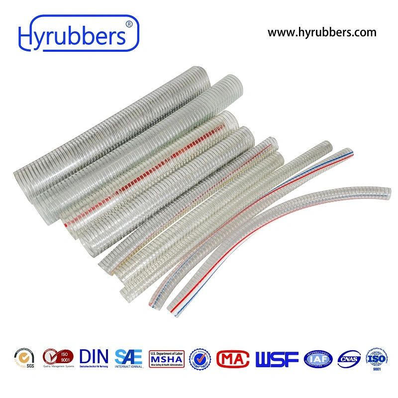 Wear Resistant Clear PVC Spiral Steel Wire Reinforced Hose