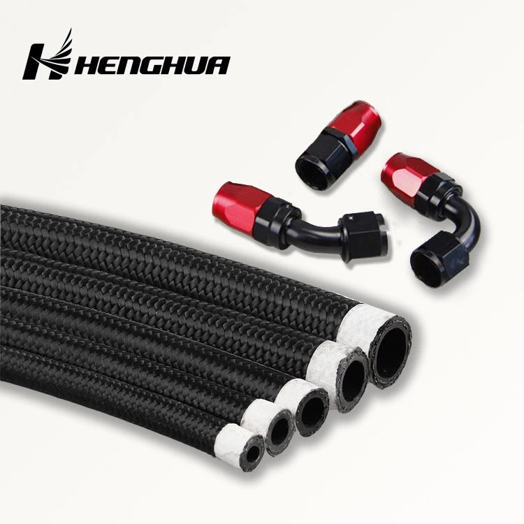 NBR/CPE Rubber Nylon Cover Stainless Steel Braided Oil Gas Fuel Hose Line Assembly Kit and Hose End Fitting